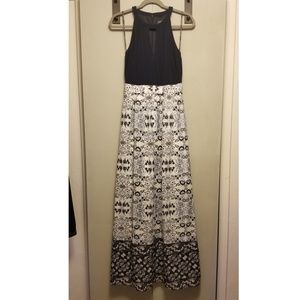 Vince Camuto Navy Pattern Halter Maxi Dress